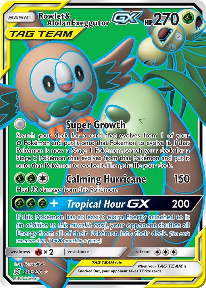 Rowlet and Alolan Exeggutor GX Full Art