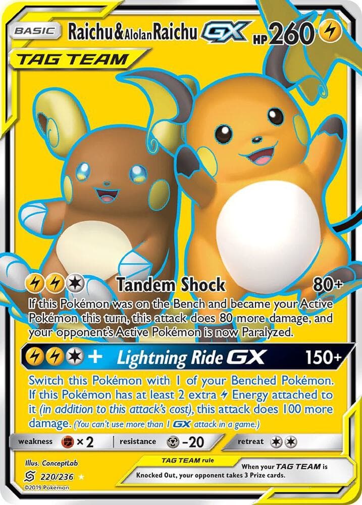 Raichu and Alolan Raichu GX Full Art