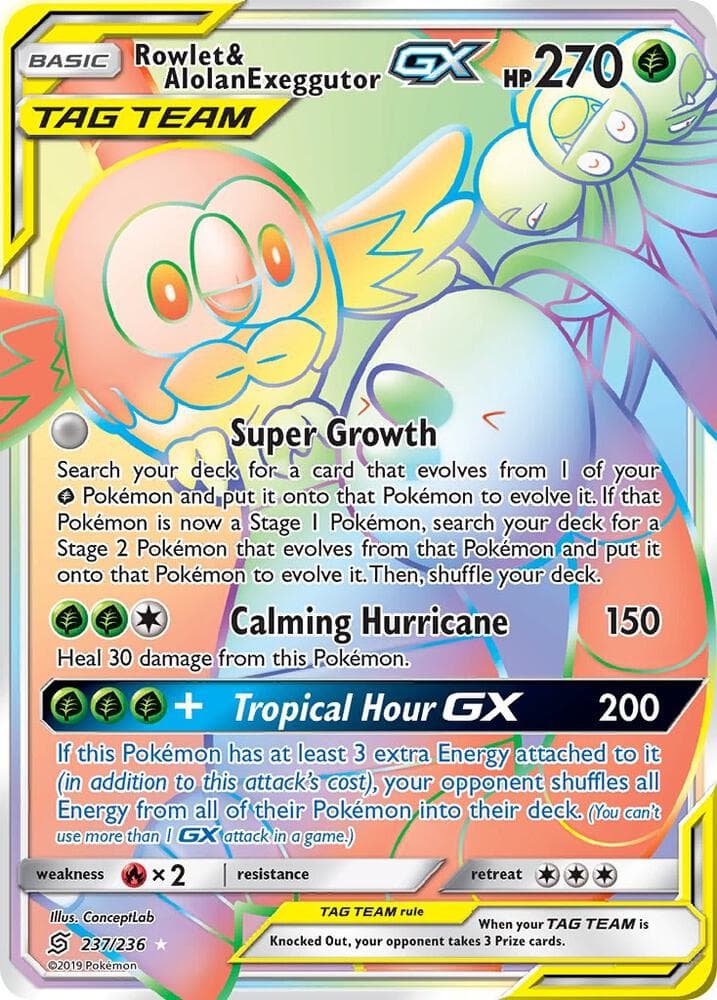 Rowlet and Alolan Exeggutor GX Secret