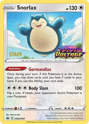 Snorlax SWSH068 Prerelease Staff
