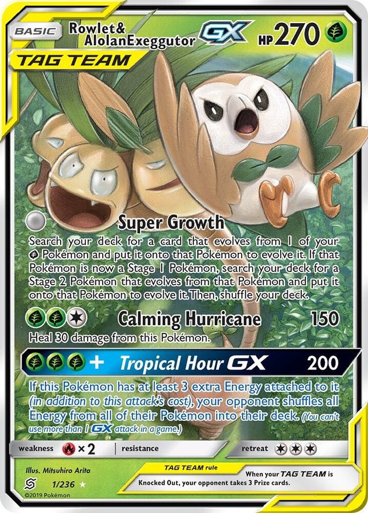 Rowlet and Alolan Exeggutor GX