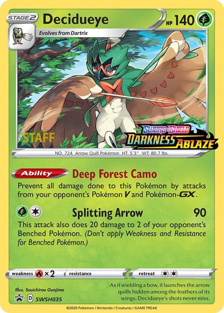 Decidueye SWSH035 Prerelease Staff