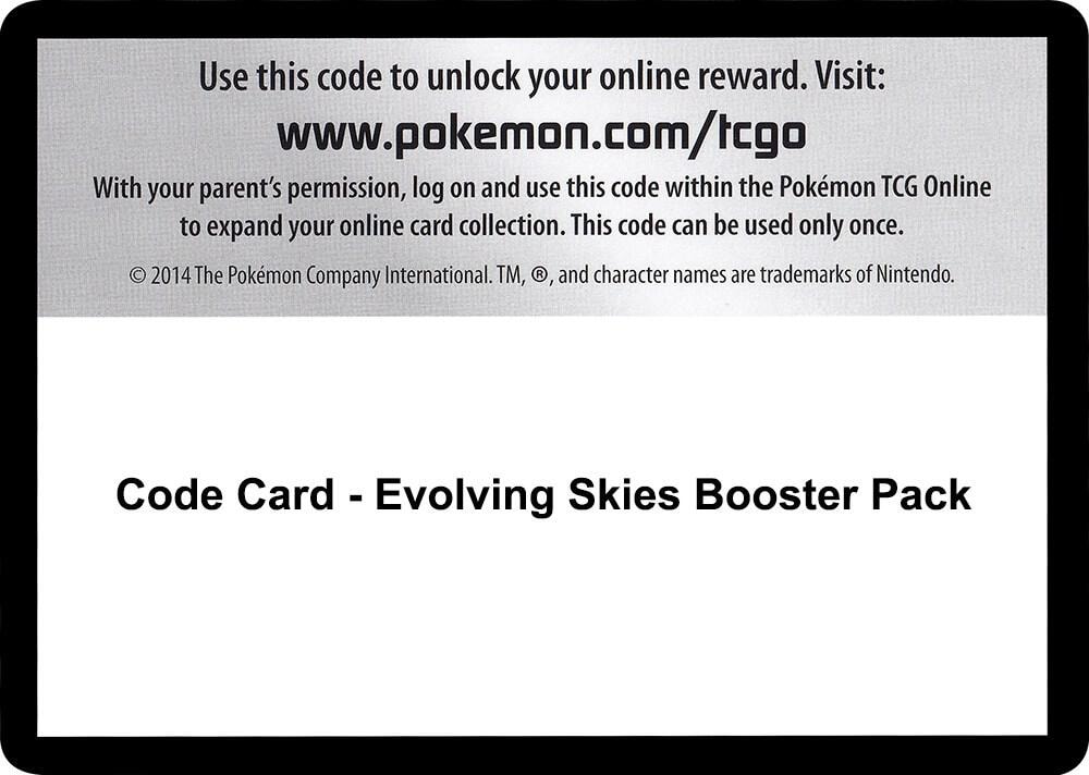 Code Card Evolving Skies Booster Pack