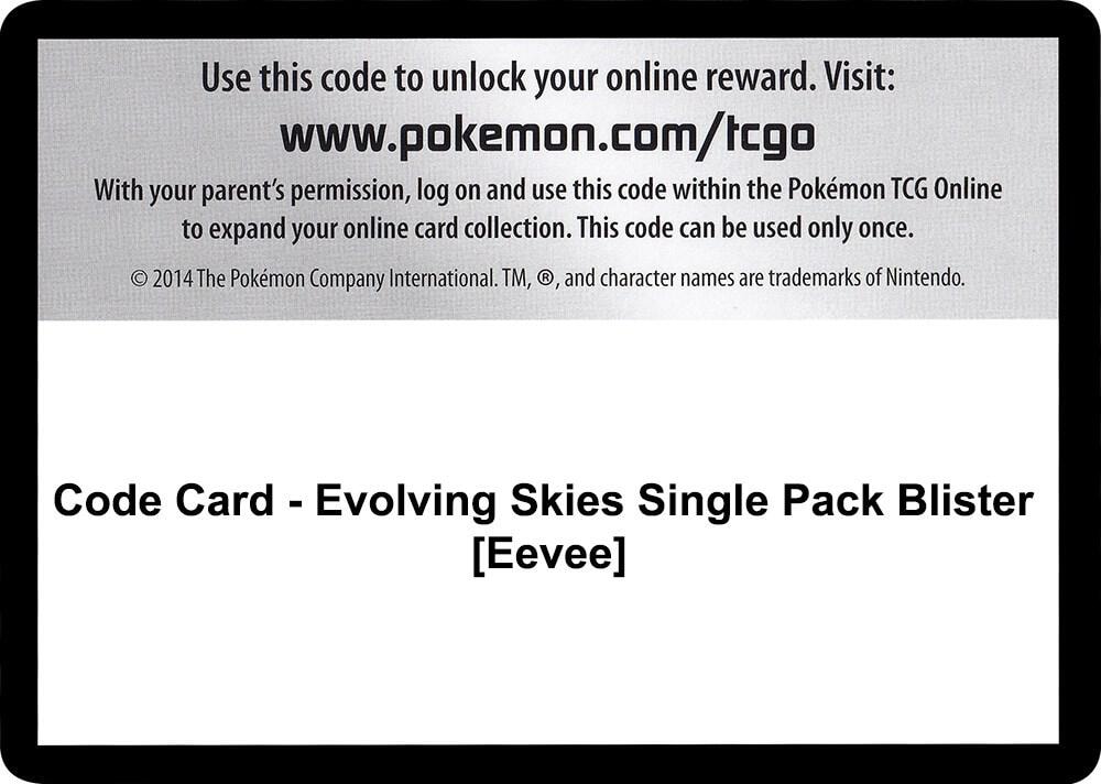 Code Card Evolving Skies Single Pack Blister Eevee