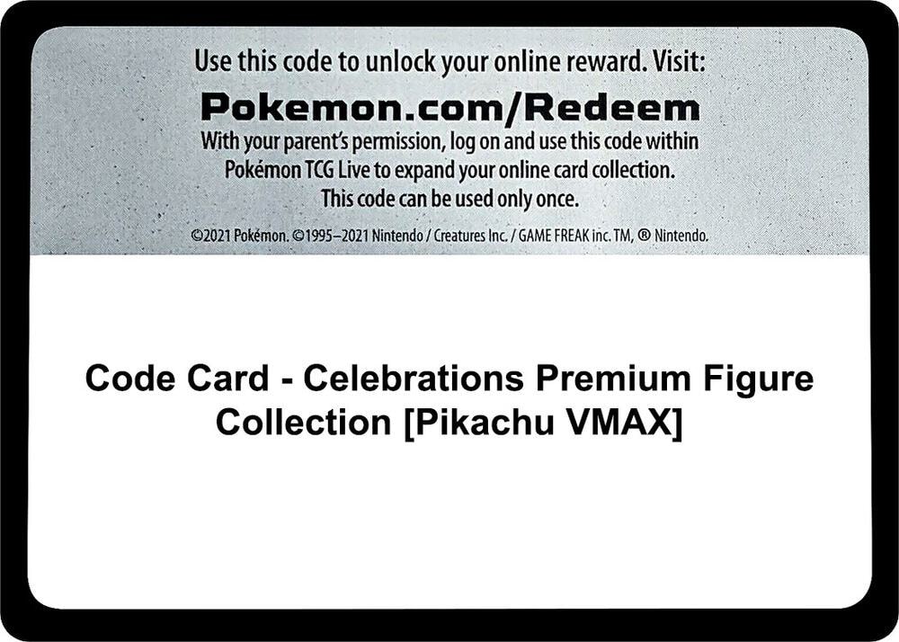 Code Card Celebrations Premium Figure Collection Pikachu VMAX