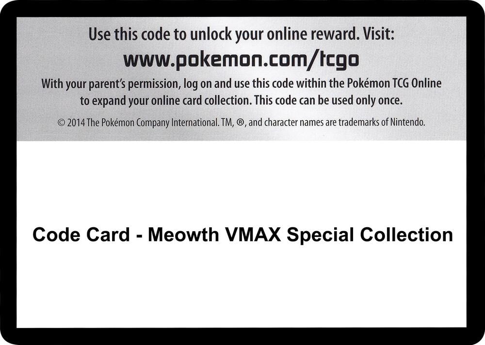 Code Card Meowth VMAX Special Collection