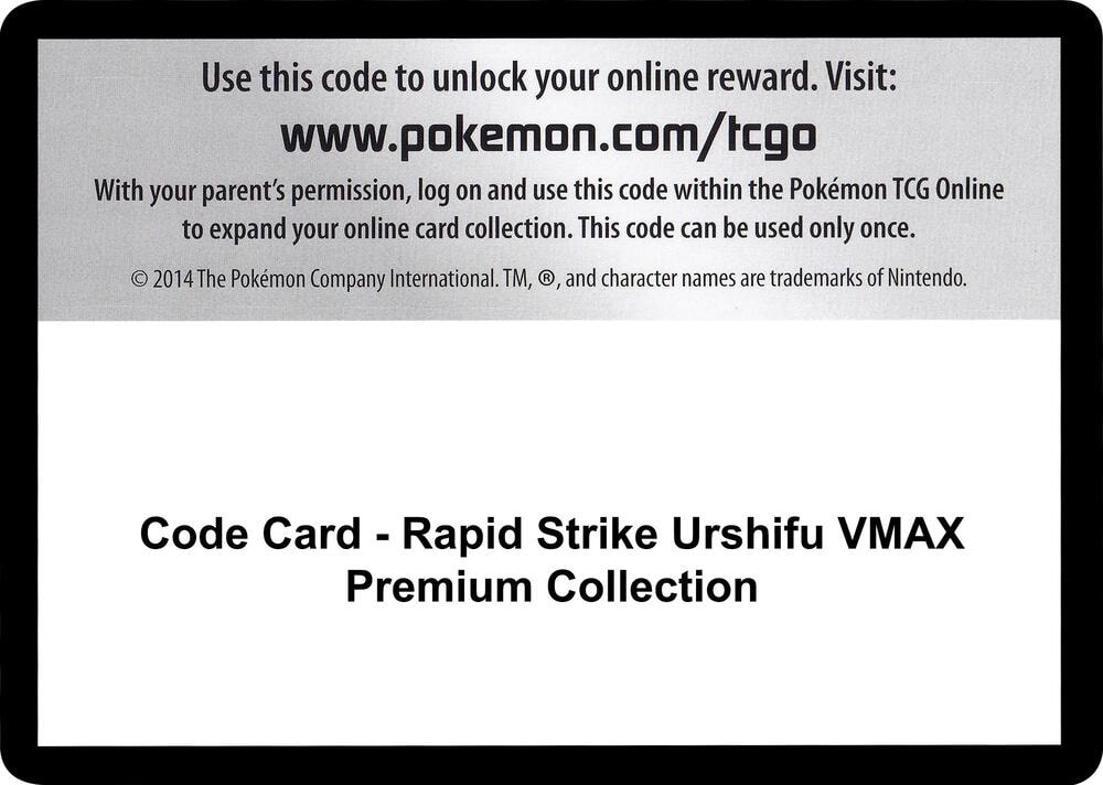 Code Card Rapid Strike Urshifu VMAX Premium Collection