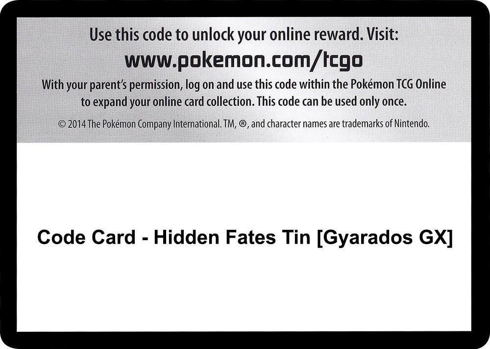 Code Card Hidden Fates Tin Gyarados GX