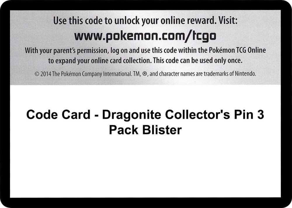 Code Card Dragonite Collectors Pin 3 Pack Blister