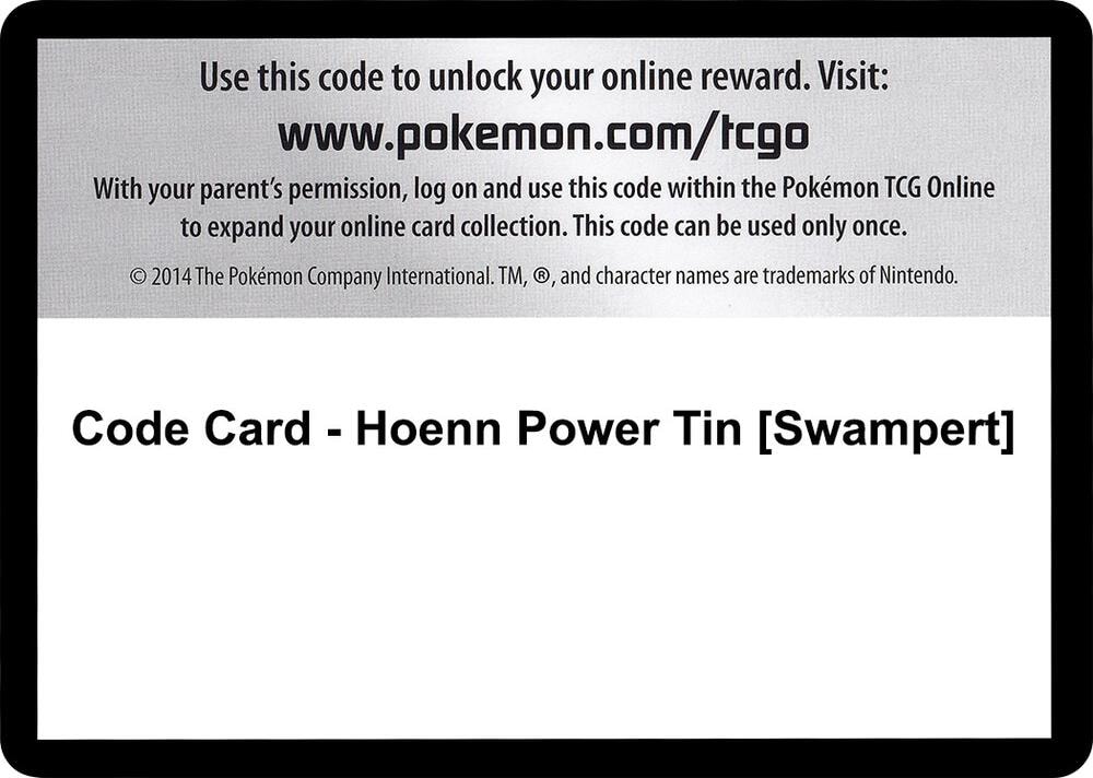 Code Card Hoenn Power Tin Swampert