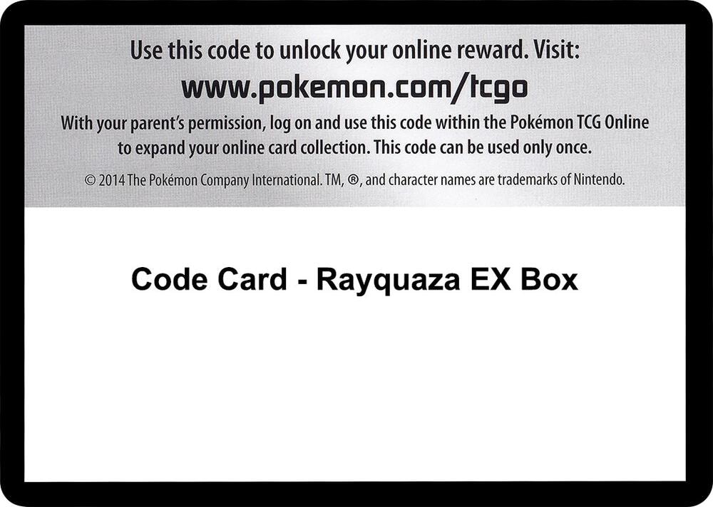 Code Card Rayquaza EX Box
