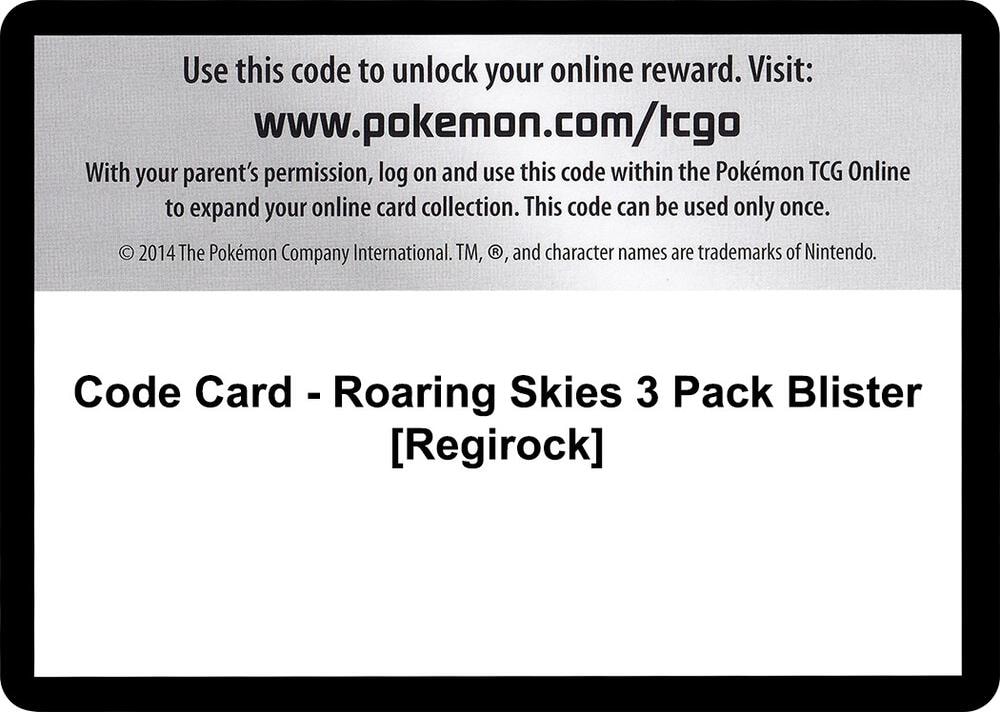 Code Card Roaring Skies 3 Pack Blister Regirock