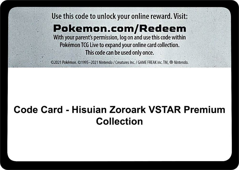 Code Card Hisuian Zoroark VSTAR Premium Collection
