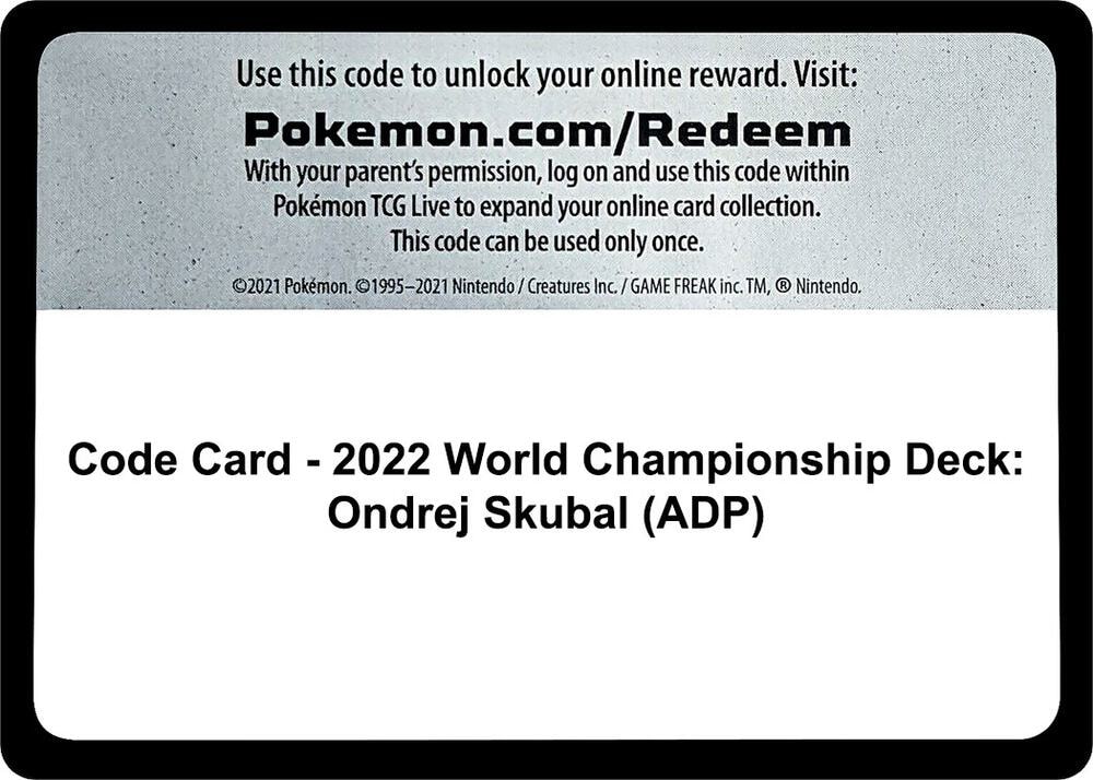 Code Card 2022 World Championship Deck Ondrej Skubal ADP