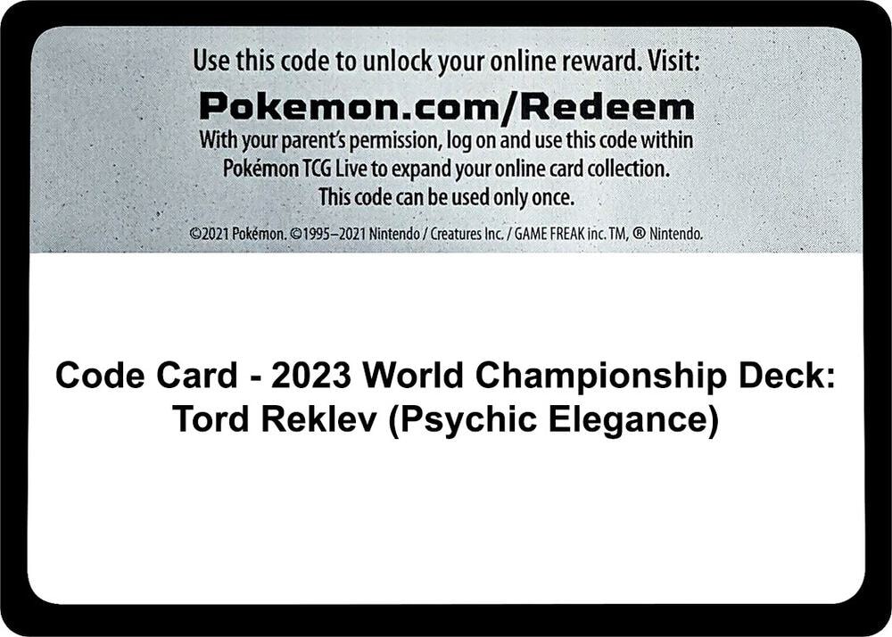 Code Card 2023 World Championship Deck Tord Reklev Psychic Elegance